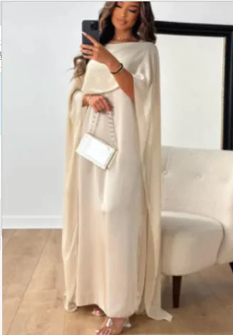 Chic Satin & Mesh Abaya Dress