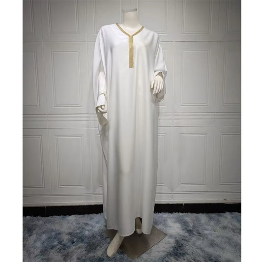 Caftan Morocco Kaftan Diamonds Abaya Women Batwing Sleeve Muslim Dress Dubai Eid Ramadan Islam Jalabiya Robe Dresses Gown Kebaya